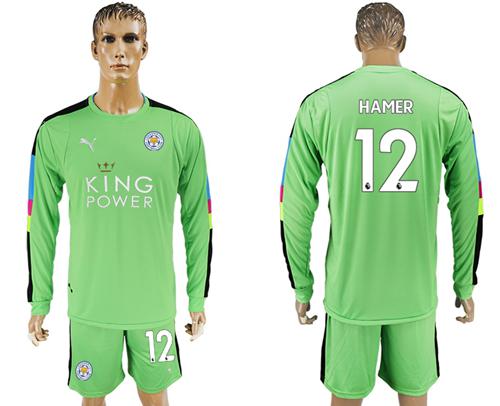 Leicester City #12 Hamer Green Goalkeeper Long Sleeves Soccer Club Jersey - Click Image to Close